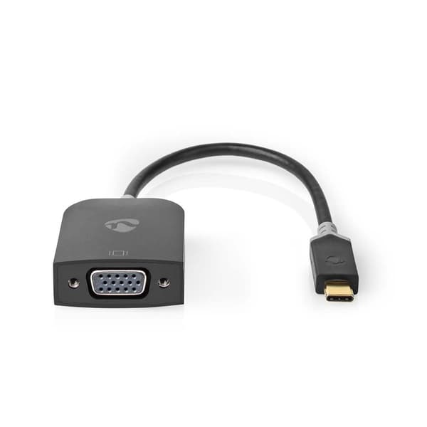 Nedis USB-C™ Adapter | USB 3.2 Gen 1 | USB-C™ Hane | VGA hona 15p | 1920x1200 | 0.20 m | Rund | Guldplaterad | PVC | Antracit | Window Box med Euro Lo