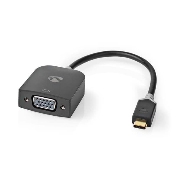Nedis USB-C™ Adapter | USB 3.2 Gen 1 | USB-C™ Hane | VGA hona 15p | 1920x1200 | 0.20 m | Rund | Guldplaterad | PVC | Antracit | Window Box med Euro Lo