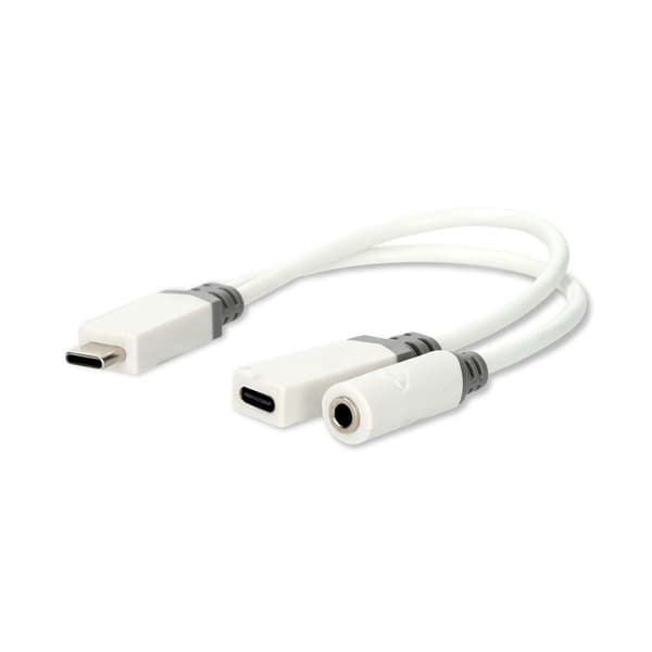 Nedis USB-C™ Adapter | USB 2.0 | USB-C™ Han | USB-C™ Hun / 3.5 mm Hunstik | 0.10 m | Runde | Guldplateret | PVC | Hvid | Box