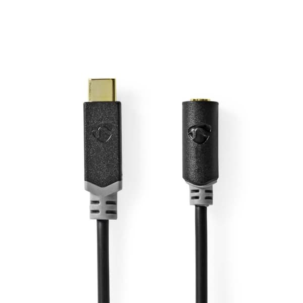 Nedis USB-C™ Adapter | USB 2.0 | USB-C™ Hann | 3.5 mm Hun | 1.00 m | Rund | Gull belagt | PVC | Sort | Boks