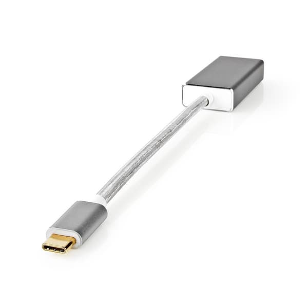 Nedis USB-C™ Adapter | USB 3.2 Gen 1 | USB-C™ Han | DisplayPort Hun | 0.20 m | Runde | Guldplateret | Flettet / Nylon | Sølv | Cover Window Box