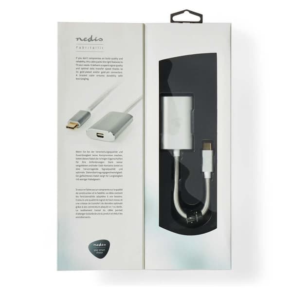 Nedis USB-C™ Adapter | USB 3.2 Gen 1 | USB-C™ Han | Mini DisplayPort Hunstik | Power delivery | 0.20 m | Runde | Guldplateret | Flettet / Nylon | Sølv