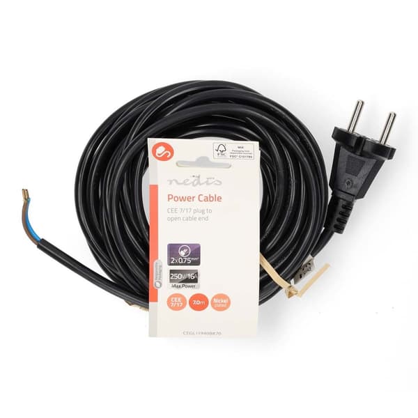 Nedis Støvsuger strømledning | 7.00 m | CEE 7/17 | 250 V AC | 16 A | Sort | PVC