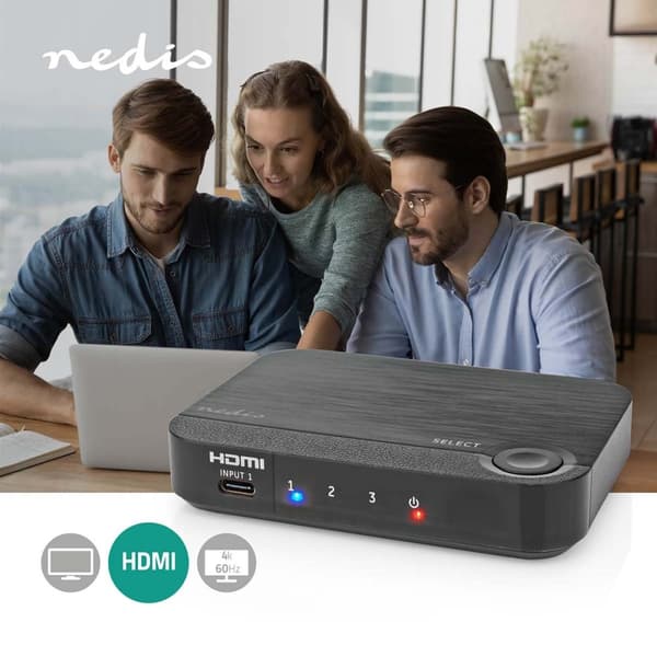 Nedis HDMI ™ Omvandlare | 1x USB-C™ / 2x HDMI™ Ingång | 1x HDMI™ utgång | Envägs | 4K@60Hz | 18 Gbps | ABS | Antracit