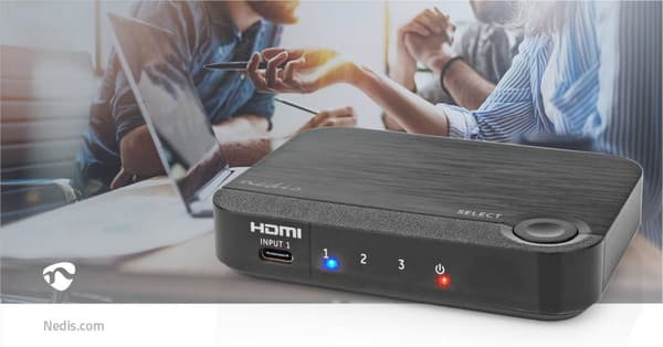 Nedis HDMI ™ Omvandlare | 1x USB-C™ / 2x HDMI™ Ingång | 1x HDMI™ utgång | Envägs | 4K@60Hz | 18 Gbps | ABS | Antracit