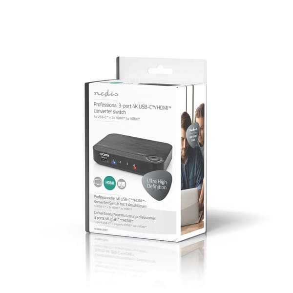 Nedis HDMI ™ Omvandlare | 1x USB-C™ / 2x HDMI™ Ingång | 1x HDMI™ utgång | Envägs | 4K@60Hz | 18 Gbps | ABS | Antracit