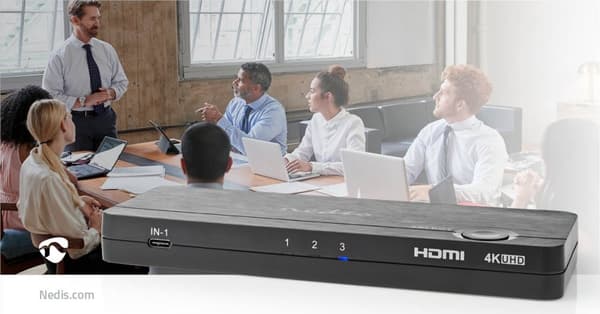 Nedis HDMI ™ Omvandlare | USB-C™ Hona / 2x HDMI™ Ingång / 4x USB A Female | 1x HDMI™ utgång | Envägs | 4K@60Hz | 18 Gbps | ABS | Antracit