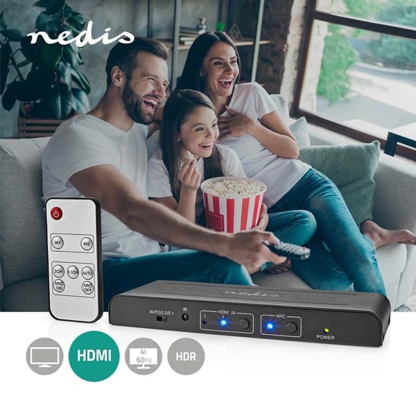 Nedis HDMI ™ Extractor | 2x HDMI™ Ingång | TosLink Hona / 1x HDMI™ utgång / 2x RCA / 3.5 mm | Maximal upplösning: 4K@60Hz | 18 Gbps | Metall | Antraci