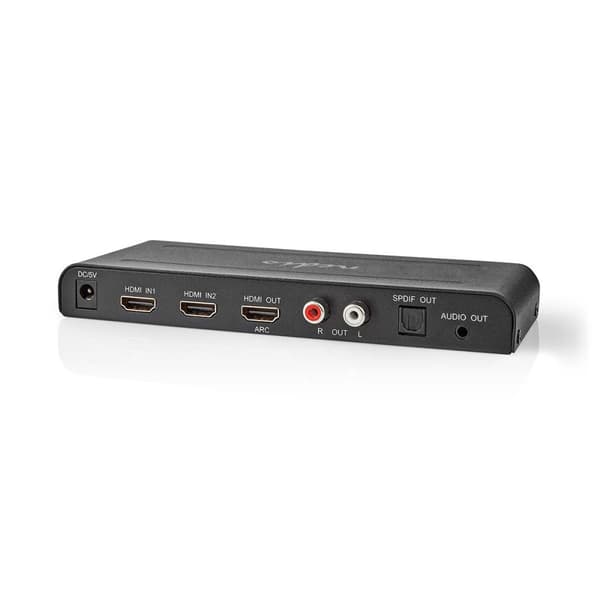Nedis HDMI ™ Extractor | 2x HDMI™ Ingång | TosLink Hona / 1x HDMI™ utgång / 2x RCA / 3.5 mm | Maximal upplösning: 4K@60Hz | 18 Gbps | Metall | Antraci