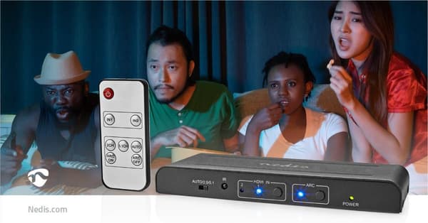 Nedis HDMI ™ Extractor | 2x HDMI™ Ingång | TosLink Hona / 1x HDMI™ utgång / 2x RCA / 3.5 mm | Maximal upplösning: 4K@60Hz | 18 Gbps | Metall | Antraci