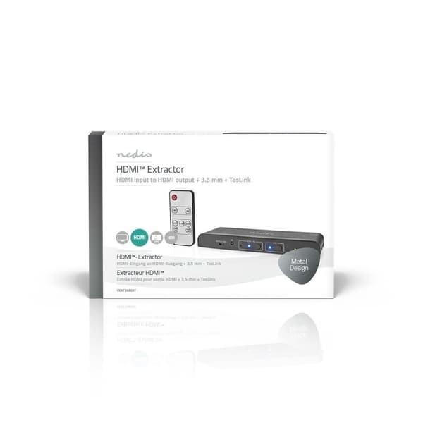 Nedis HDMI ™ Extractor | 2x HDMI™ Ingång | TosLink Hona / 1x HDMI™ utgång / 2x RCA / 3.5 mm | Maximal upplösning: 4K@60Hz | 18 Gbps | Metall | Antraci