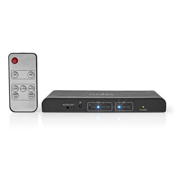 Nedis HDMI ™ Extractor | 2x HDMI™ Ingång | TosLink Hona / 1x HDMI™ utgång / 2x RCA / 3.5 mm | Maximal upplösning: 4K@60Hz | 18 Gbps | Metall | Antraci