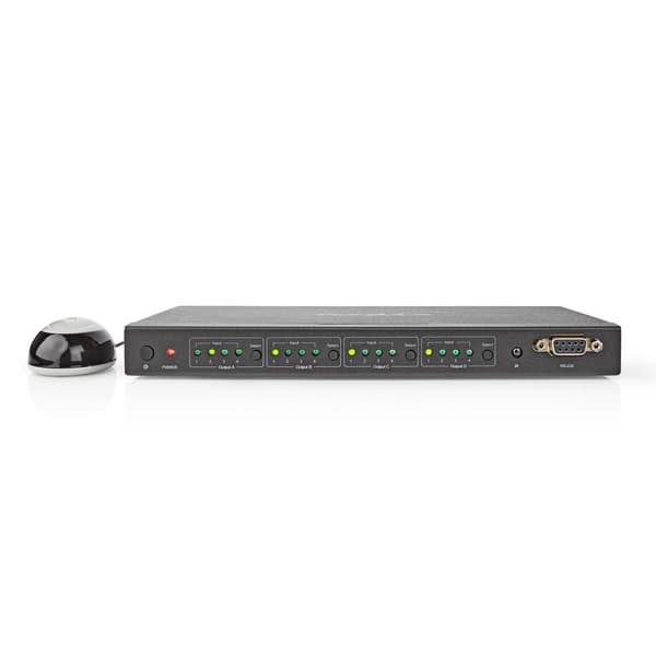 Nedis HDMI ™ matris omkopplare | 4x 4 Portar port(s) | DC Ström / 1x RS232 / 4x HDMI™ Ingång | 4x HDMI™ Output | 4K@60Hz | 18 Gbps | Fjärrstyrd | Meta