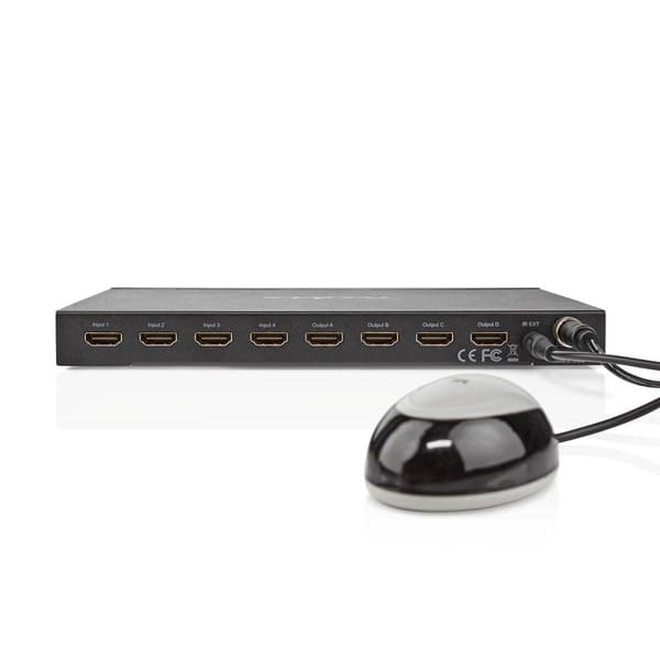 Nedis HDMI ™ matris omkopplare | 4x 4 Portar port(s) | DC Ström / 1x RS232 / 4x HDMI™ Ingång | 4x HDMI™ Output | 4K@60Hz | 18 Gbps | Fjärrstyrd | Meta