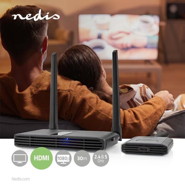 Nedis Trådløs HDMI ™ Transmitter | Wi-Fi | 2400-5000 MHz | 30,0 m (siktlinje) | Maksimum oppløsning: Full HD 1080p | 1.65 Gbps | ABS | Grå
