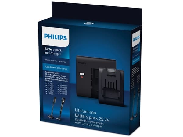 Philips Battery pack and charger XV1797/01 Litiumionbatteripakke 25,2 V, Batteri, Støvsuger med stang, Sort, 25,2 V, 3,5 timer, Philips