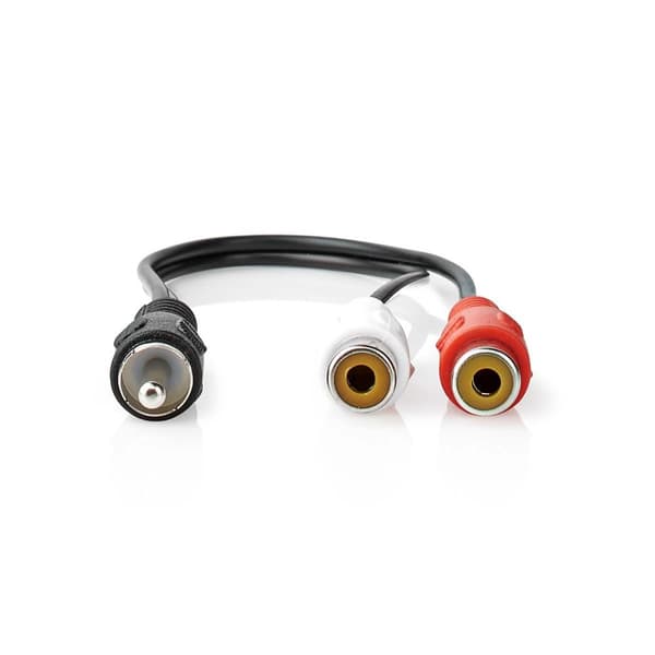 Nedis Subwoofer kabel | RCA Hanstik | 2x RCA Hun | Nikkelplateret | 0.20 m | Runde | 5.0 x 2.5 mm | Sort | Box