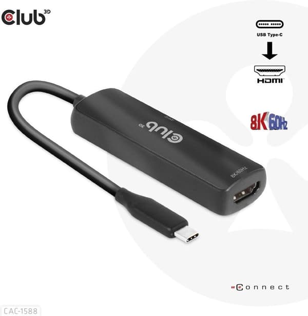 Club 3D CAC-1588 Type C - HDMI 2.1 PD 100W aktiv adapter, 4K120 Hz - 8K60Hz
