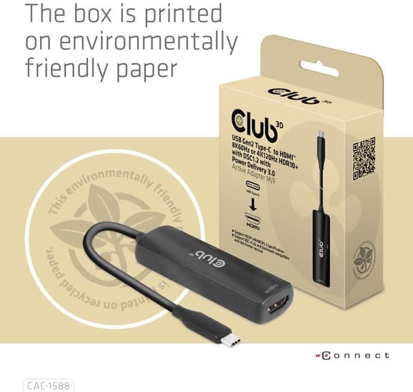 Club 3D CAC-1588 Type C - HDMI 2.1 PD 100W aktiv adapter, 4K120 Hz - 8K60Hz