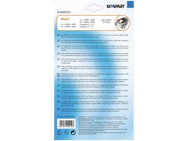 SCANPART 1190000204, Filter, Black, Miele S4000, S5000, S6000, Hanging box, 1 pc(s)