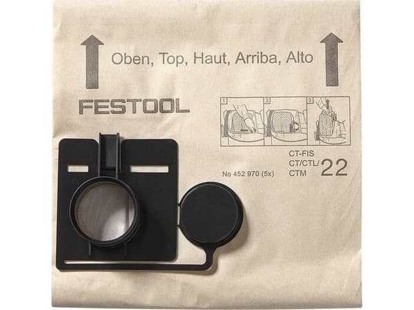 Festool FIS-CT 44/5, Støv pose, Sylindervakuum, Sort, Naturlig, Papir, Plast, Festool, CT 44