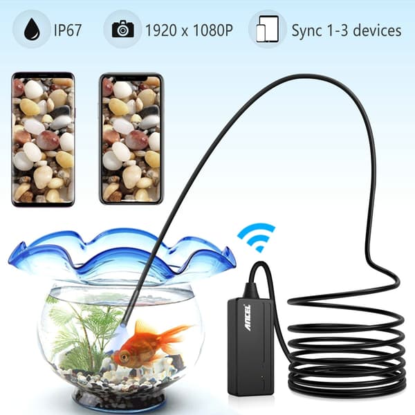 WiFi Endoskopkamera, 1080P Upplösning, Vattentålig Design,5,5 mm, 5M, Ancel HD Endoskop
