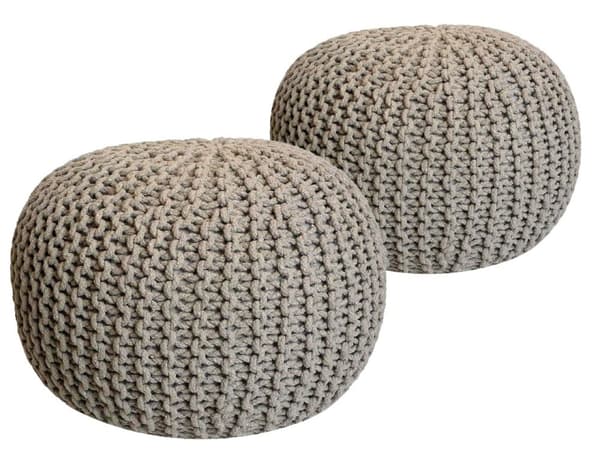 Golvkudde Stickad pall pouf 2 st. Ø 55 cm h 37 cm grovt stickad