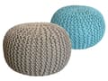 Miniatyrbild 1 av 5: Stickad pall kudde Sittpall pouf set 2 st. h 37 cm kudde grovt stickad