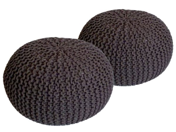 Golvkudde Stickad pall pouf set h 37 cm stickning kudde hållbar