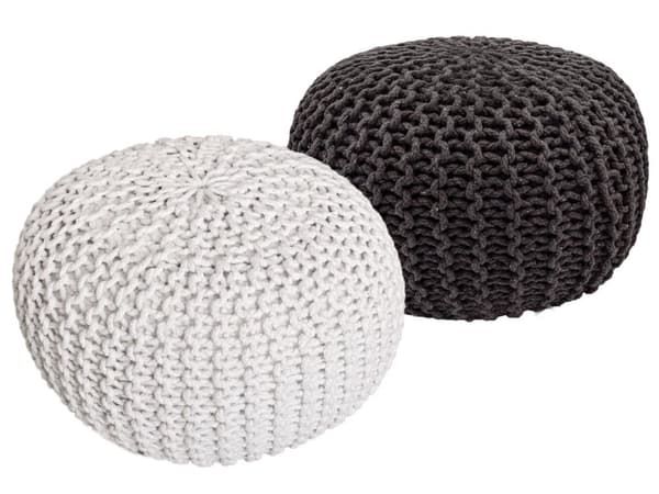 Sittpall pouf set 2 st. h 37 cm kudde grovt stickad