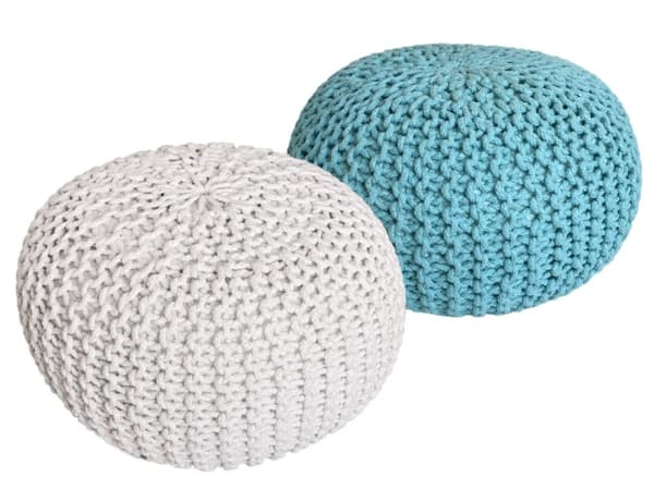 Golvkudde Stickad pall pouf 2 st. Ø 55 cm grovt stickad