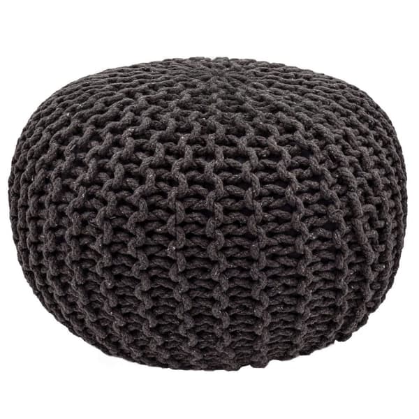 Stickad pall set 2 st. h 37 cm Ø 55 cm kudde grovt stickad