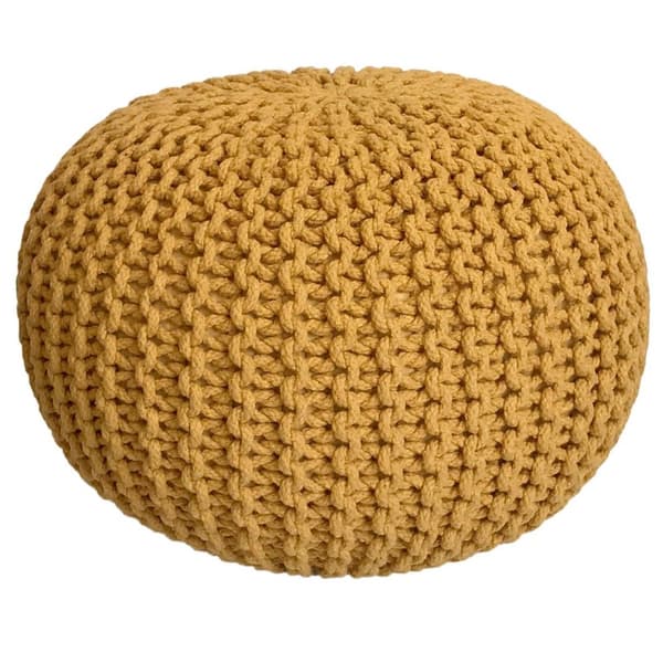 Sittpall pouf set 2 St. Ø 55 cm kudde grovt stickad hållbar
