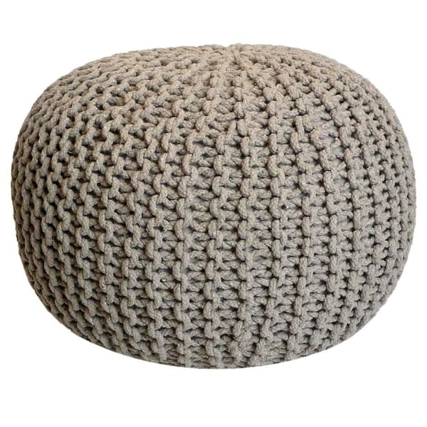 Sittpall pouf set 2 St. Ø 55 cm kudde grovt stickad hållbar