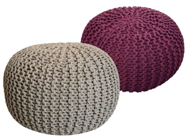 Sittpall pouf set 2 stycken Ø 55 cm h 37 cm avstolens kudde