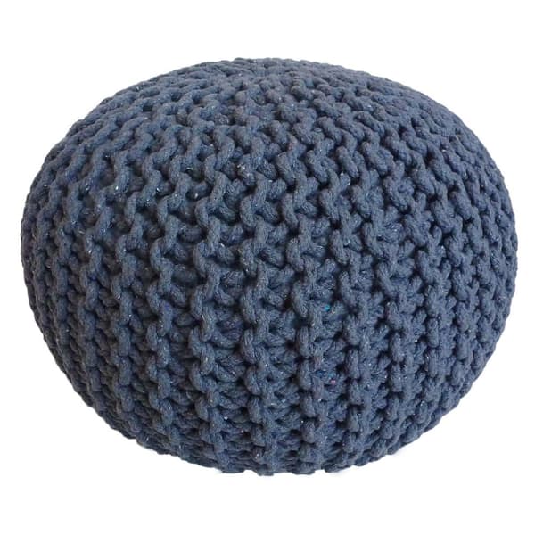 Stickad pall POUF SET 2 st. Ø 55 cm Knittande Stool golvkudde