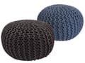Miniatyrbild 1 av 5: 2 st. set Sittpall pouf Ø 55 cm h 37 cm grovt stickad hållbar