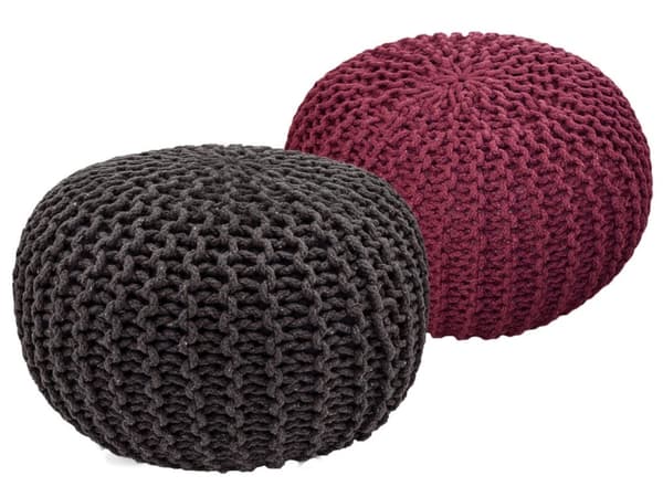 Sittpall pouf set 2 stycken Ø 55 cm h 37 cm avstolens kudde