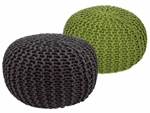 Sittpall pouf set 2 st. Ø 55 cm h 37 cm grovt stickad