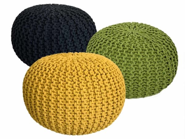POUF SET 3 stycken Ø 55 cm Knittande avförings