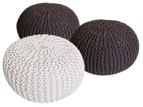 POUF SET 3 stycken Ø 55 cm Knittande grovt stickat utseende