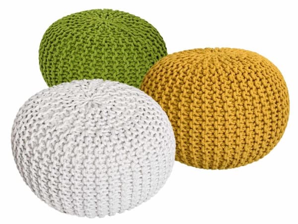 POUF SET 3 st Ø 55 cm Knittande avföringssätepall