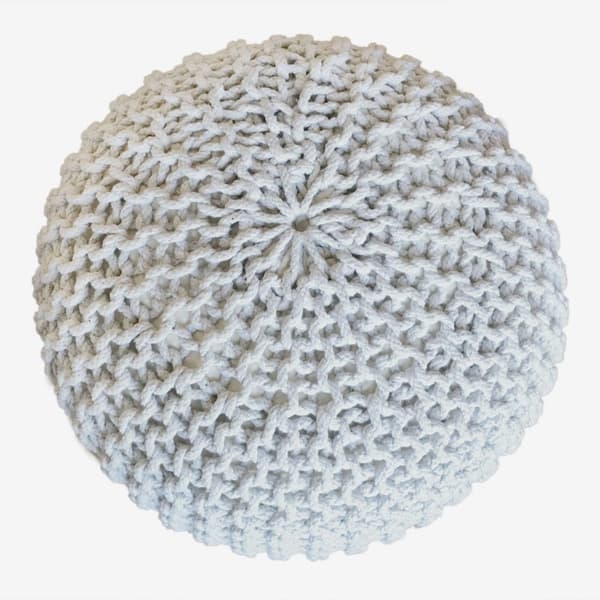 Sittpall pouf set 2 stycken Ø 55 cm avstolens kudde grovt stickning
