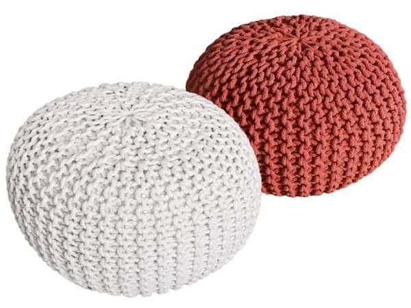 Sittpall pouf set 2 stycken Ø 55 cm avstolens kudde grovt stickning
