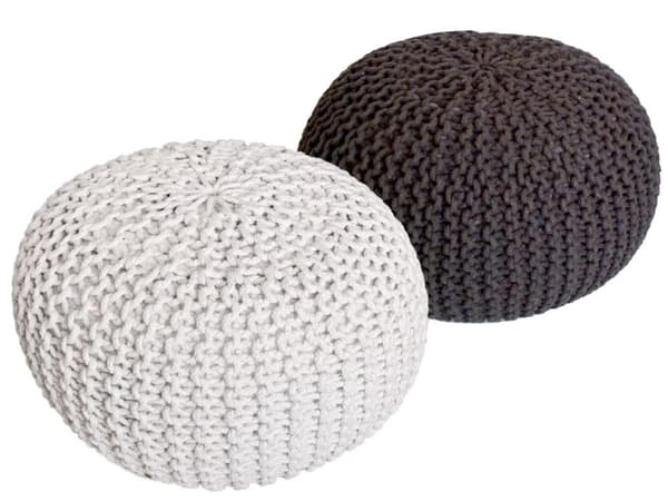 Sittpall pouf set 2 st Ø 55 cm h 37 cm kudde grovt stickad