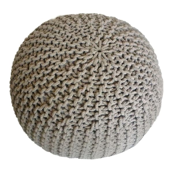 POUF Ø 55 cm Knitting Stool sittplatser golv kudde – beige