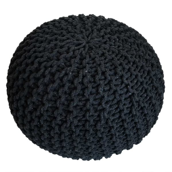 Golvkudde pouf Ø 55 cm sittplatser puffgolv kudde Svart