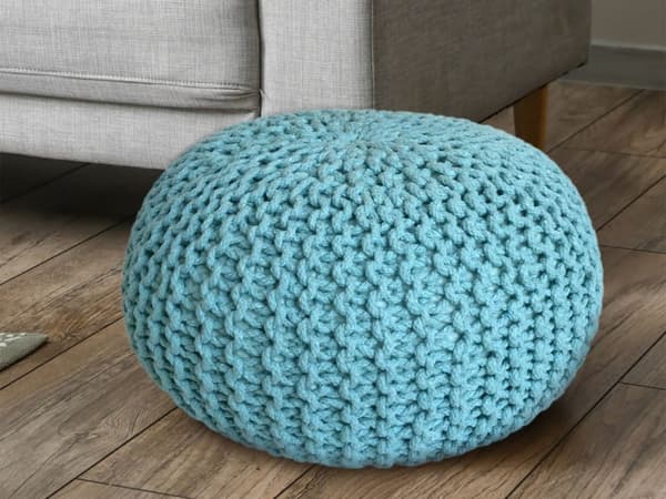 POUF Ø 55 cm Sittpall pouf set stickning kudde hållbar mint