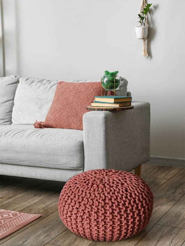 POUF Ø 55 cm Knitting Stool sittplatser golv kudde