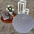 Miniatyrbild 5 av 5: POUF Ø 55 cm Sittpall pouf set stickning kudde hållbar silvergrå
